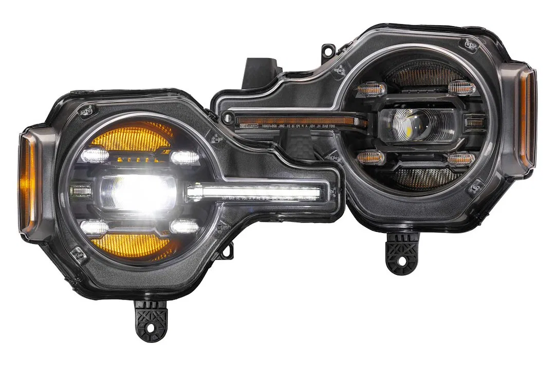 LF497 – MORIMOTO Headlight Assembly, LED Bulb Bi-LED Projector White DRL/ Amber Side Marker Light UV-Resistant Polyca...